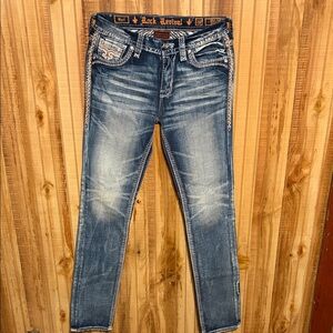 Rock Revival Women's Distressed Blue Ankle Jeans